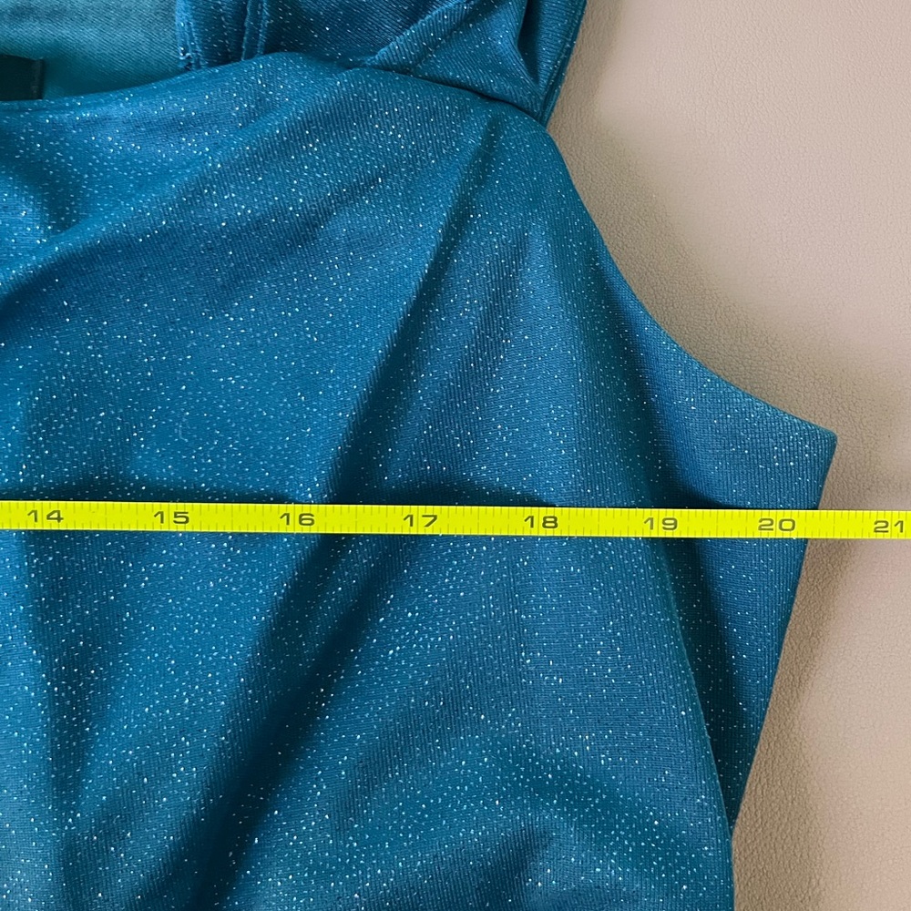 Alex Evenings Blue Ruched Asymmetrical Maxi Dress - Picture 6 of 9